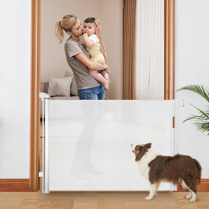 55"/71"W Retractable Baby Gate Mesh Safety Gates for Stairs Doorways Pet Gate Indoor/Outdoor