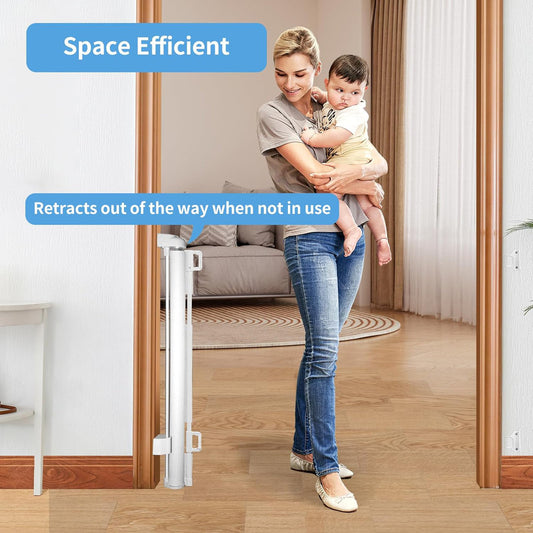55"/71"W Retractable Baby Gate Mesh Safety Gates for Stairs Doorways Pet Gate Indoor/Outdoor
