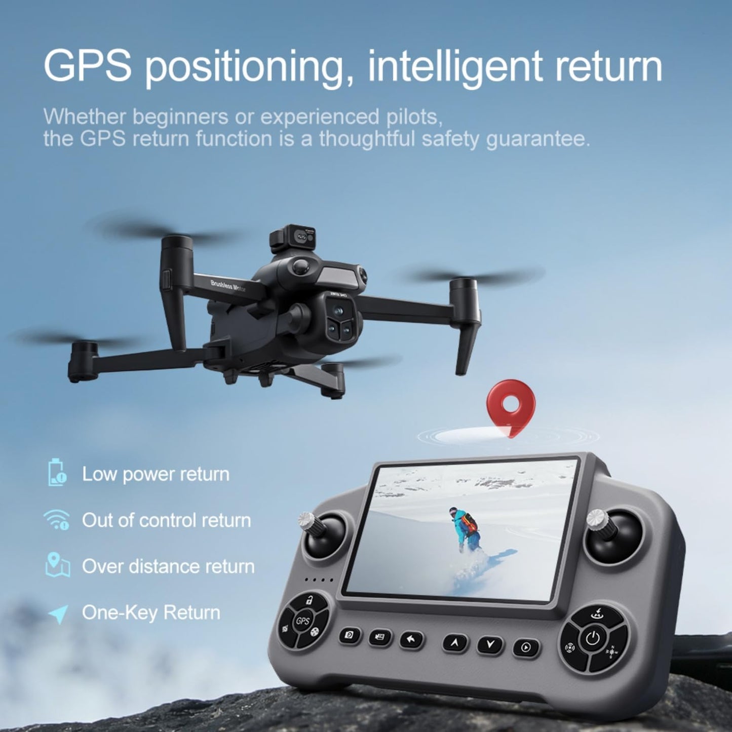 Drones with Camera for Adults 4K, Under 249g Foldable Quadcopter, 8k Camera Drone with large screen controler and GPS Auto Return, Follow Me, Easy for Beginners,3 batteries (Dark Gray)