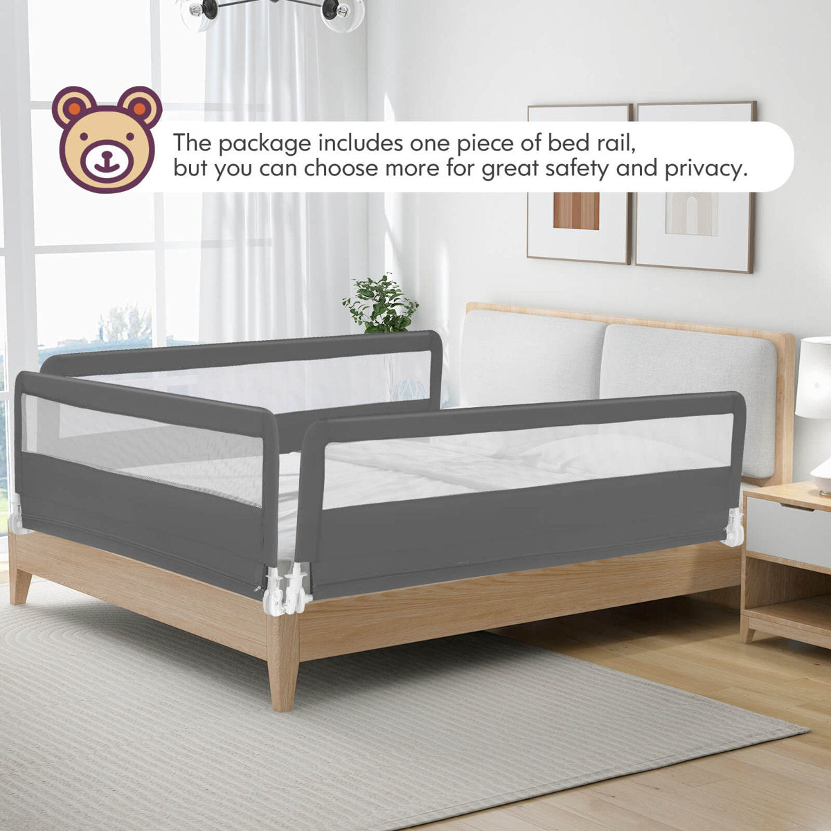 Crib Side Rails Create a seamless and secure area for your kid with this 71" long bed rail!