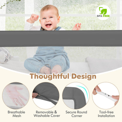 Crib Side Rails Create a seamless and secure area for your kid with this 71" long bed rail!