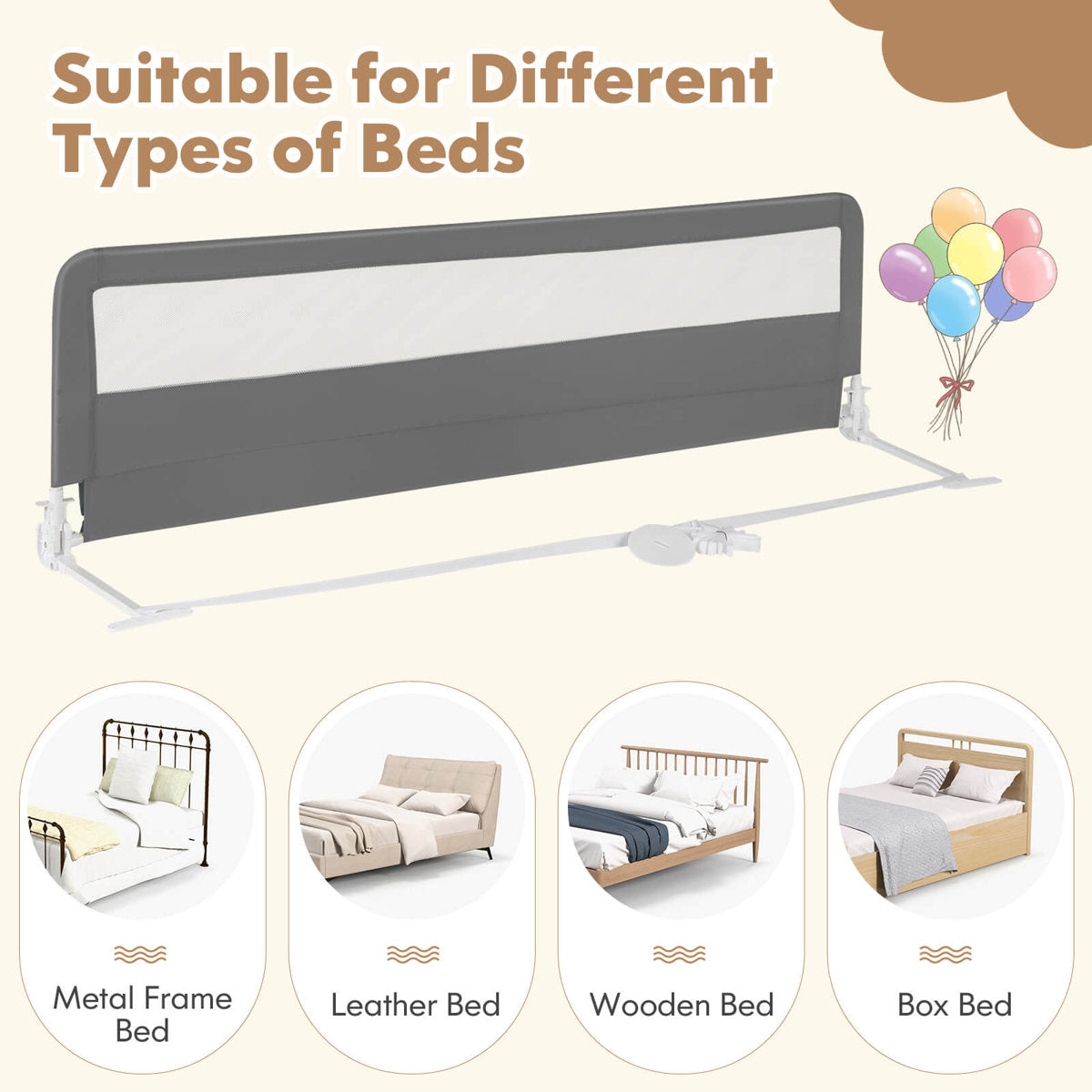 Crib Side Rails Create a seamless and secure area for your kid with this 71" long bed rail!